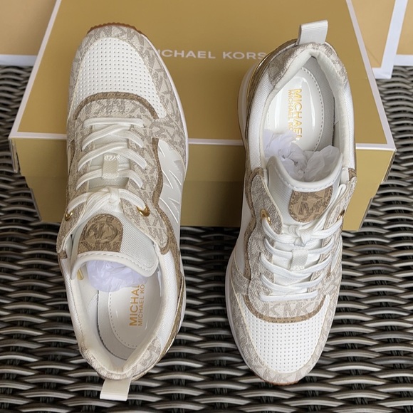 Michael Kors Crista Trainer Tech Canvas/MK Print 49F1CRFS1D OP WHITE/ECRU WMNS - Picture 11 of 16